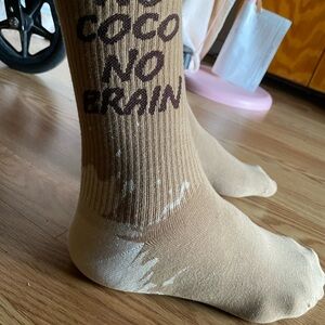 4-pk Tan Socks with Text Design
